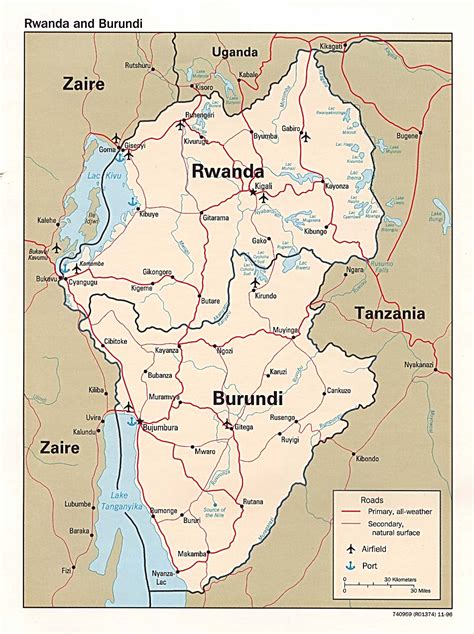 It is surrounded by rwanda, tanzania and the democratic republic of the congo. Landkarte Ruanda (Politische Karte) : Weltkarte.com ...