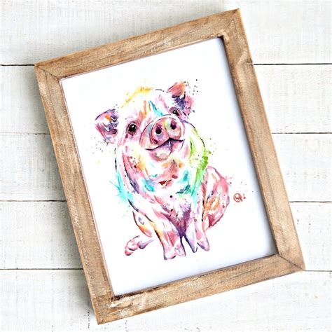 Pig Watercolor Print Pig Painting Pig Art Farm Art Farm Etsy Canada