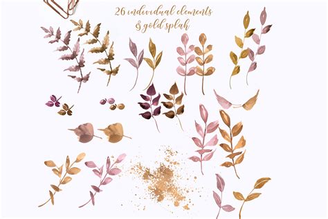Gold And Blush Leaf Clipart Pattern Invitation Backgrounds