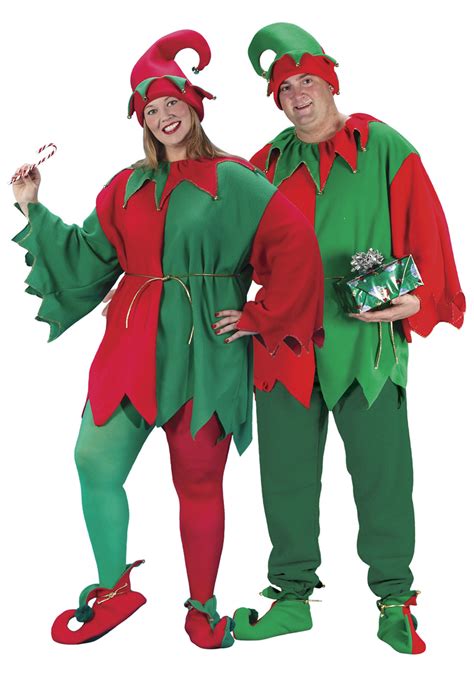 Adult Plus Size Red Green Elf Costume