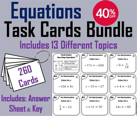 Equations Task Cards Bundle Teaching Resources
