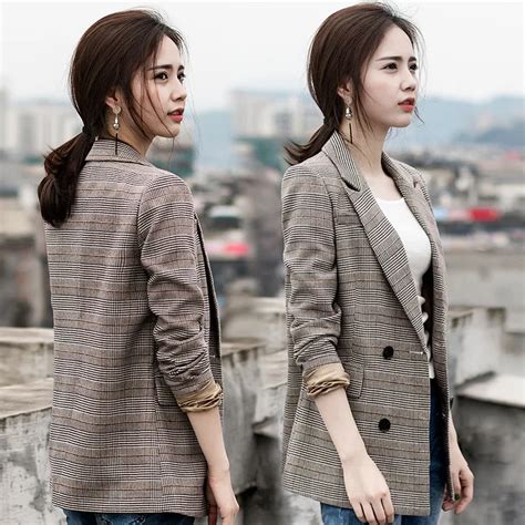 High Quality Plaid Small Suit Jacket Female Korean Version Of The Spring And Autumn New Ultra
