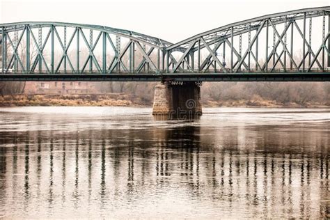 Poland Torun Famous Truss Bridge Over Vistula River Transportation