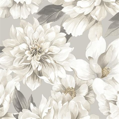 Rasch Floral Dimension Large Flowers Leaf Wallpaper Taupe 283777