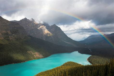 Hd Wallpaper Nature Landscape Rainbows Lake Mountains Forest