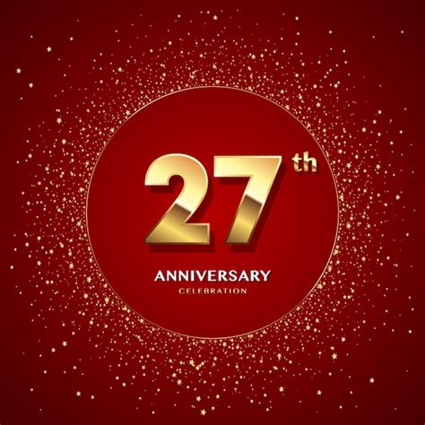 Premium Vector 27th Anniversary Logo With Gold Numbers And Glitter