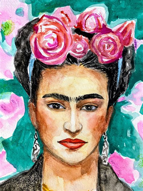 Frida Kahlo Portrait Original Watercolor Painting On Paper Etsy