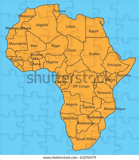 Map Africa Jigsaw Puzzle Stock Illustration 63296479