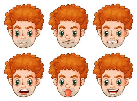 Man With Many Facial Expressions Eps Vector Uidownload