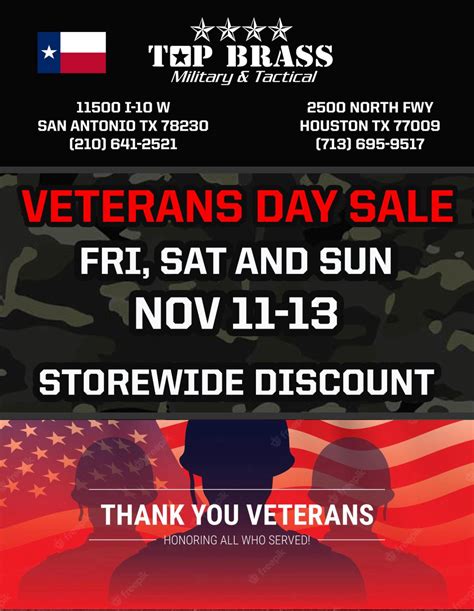 Veterans Day Sale Only At Top Brass Military And Tactical San Antonio And Houston