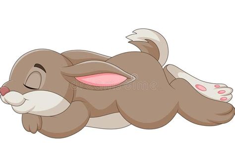 A Cartoon Rabbit Sleeping On Its Back With Eyes Closed And Ears Wide