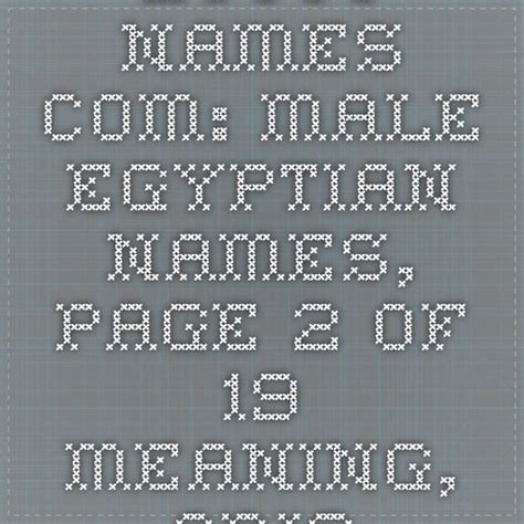 Explore Ancient Egyptian Male Names