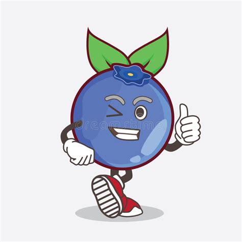 Blueberry Fruit Cartoon Mascot Character Making Thumbs Up Gesture Stock