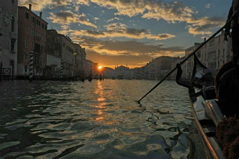 Gondola Ride At Sunset In Venice Italy Travel Sunset Trip