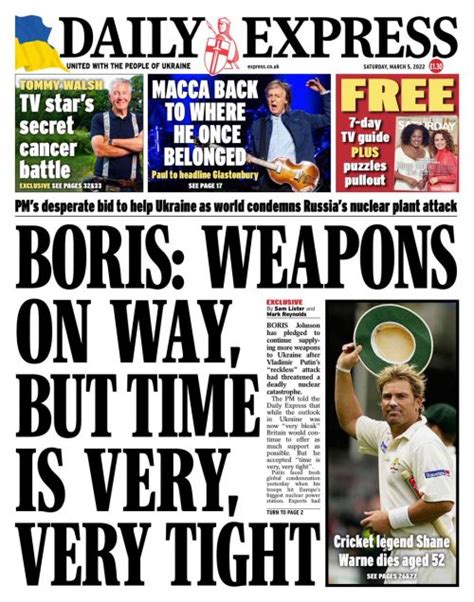 Daily Express Front Page 5th Of March 2022 Tomorrow S Papers Today