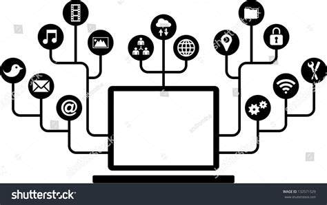 Laptop And Social Media Icons Communication In Royalty Free Stock