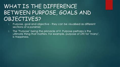 Difference Between Purpose Goals And Objectives Youtube