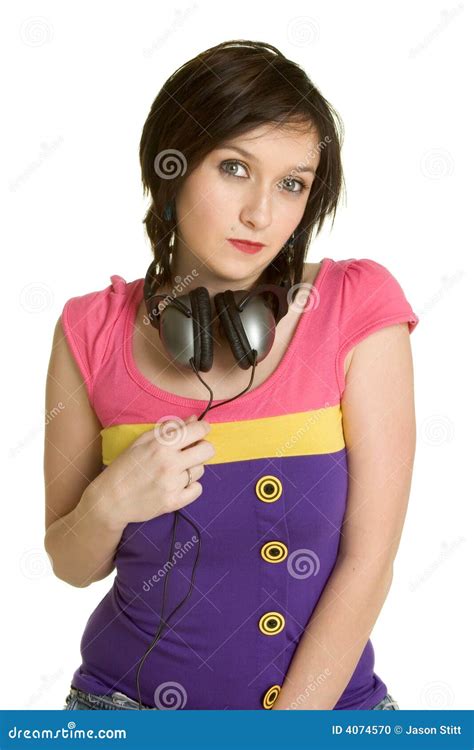 Girl Wearing Headphones Stock Photo Image Of Beauty Hands 4074570