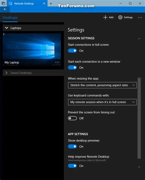 Remote Desktop Windows 10 App