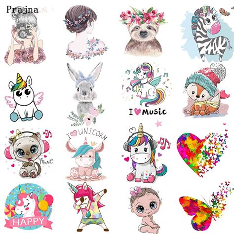 Prajna Diy Heat Transfers For Clothing Cute Thermal Stickers On Clothes