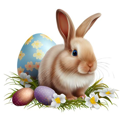 cute easter bunny with spring flowers and eggs easter bunny easter easter eggs png