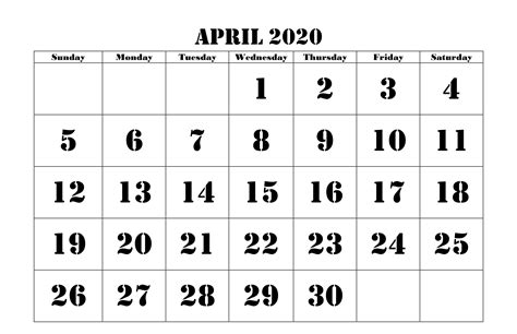 Editable April 2020 Calendar Printable Template With Holidays