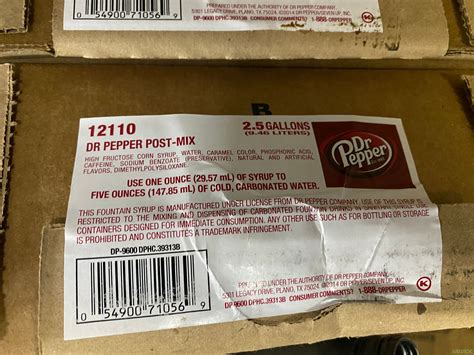 Drpepper Fountain Syrup 25 Gallon Sealed Box Best By 02172021 60