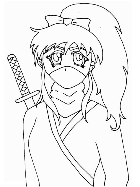 Long Haired Ninja Girl Coloring Page Download And Print Online Coloring
