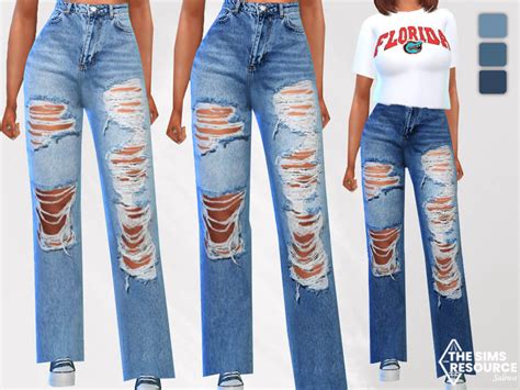 The Sims 4 Full Ripped Trendy Mom Jeans By Saliwa Cc The Sims
