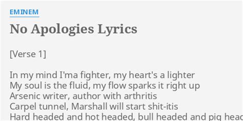 No Apologies Lyrics By Eminem In My Mind Ima