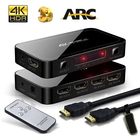 2019 4 Port 4k Hdmi 20 Switch With Arc And Ir 4x1 Hdmi Switch Switcher