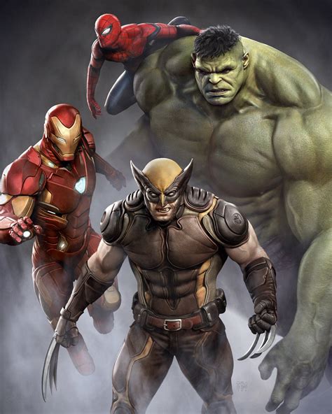 Neat Concept Artwork Featuring Wolverine With The Avengers From Raf
