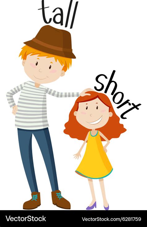 Opposite Adjectives Tall And Short Royalty Free Vector Image