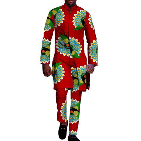 African Clothing For Men 2 Piece Top Pants Ankara Dashiki Cotton Print