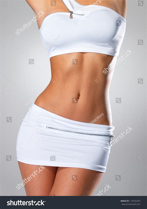 Beautiful Sexy Female Slim Tanned Body A Studio Shot Stock Photo