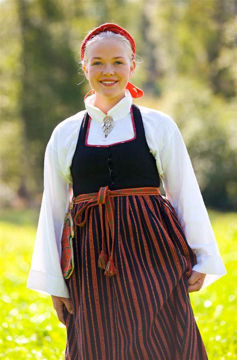 Bodice Skirt And Traditional Striped Woollen Apron Järvsö Hälsingland