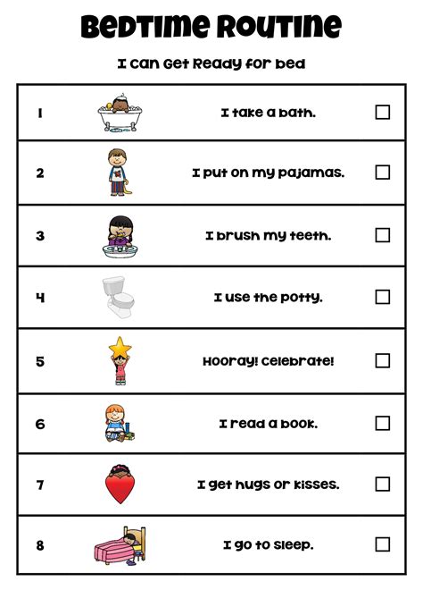 9 Best Elementary Printable Bedtime Routine Charts