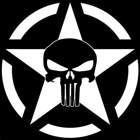 Military Star Jeep Punisher Skull Decal Vinyl Sticker Wrangler Rubicon