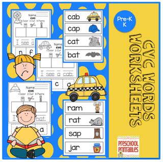 Preschool Printables: CVC Words A Worksheets | Preschool printables, Printable preschool ...