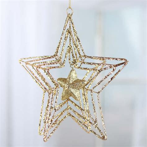 Large Gold Sparkling Dimensional Star Ornament Christmas Ornaments