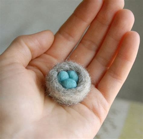 Tiny Nest Aqua Eggs Waldorf Inspired Needle Felted Wool Needle