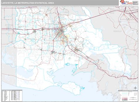 Lafayette La Metro Area Wall Map Premium Style By Marketmaps