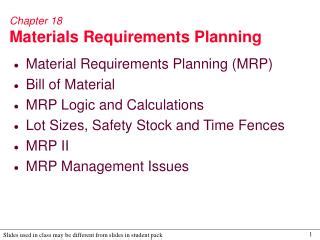 Ppt Chapter Materials Requirements Planning Powerpoint Presentation Id