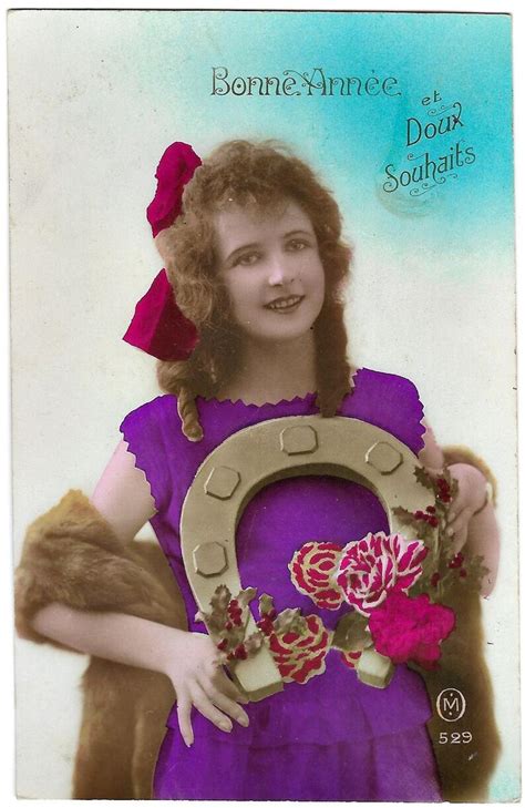Pretty Vintage Girl With Big Horseshoe 1920s Fashion Color Etsy