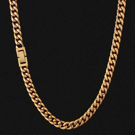 8mm Cuban Link Chain In 18k Gold For Mens Necklace Krkc Krkcandco