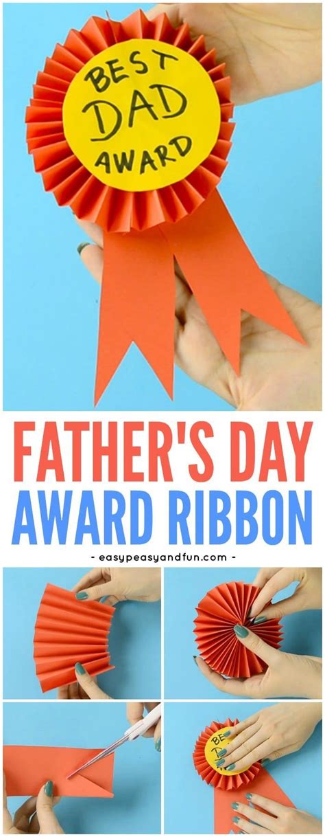 Diy Paper Award Ribbon Fathers Day Craft Idea Easy Fathers Day