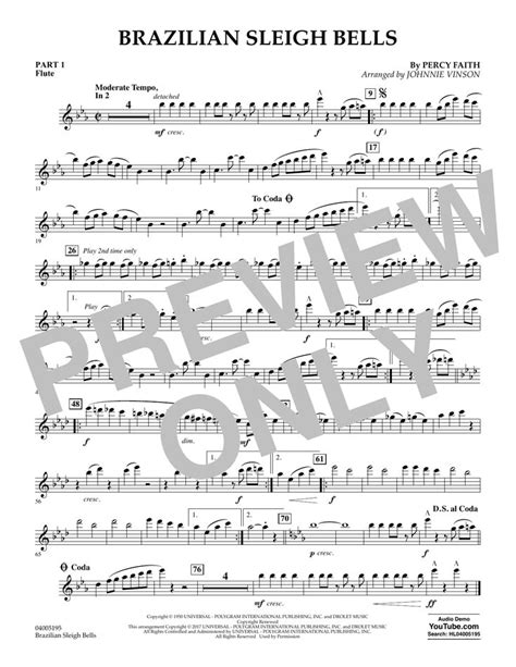Johnnie Vinson Brazilian Sleigh Bells Pt1 Flute Sheet Music And