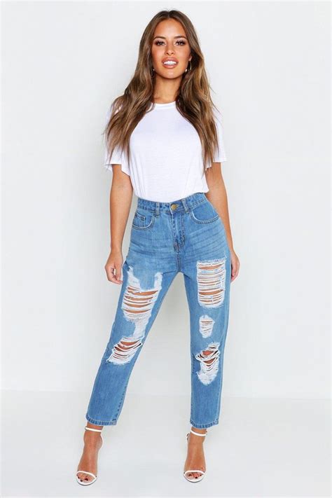 Find a range of boyfriend denim and more styles of jeans to wear this season at j.crew. Petite Extreme Rip Boyfriend Jeans | Extreme ripped jeans ...