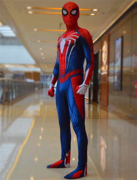 ps4 spiderman costume insomniac games version spider man cosplay suit ebay