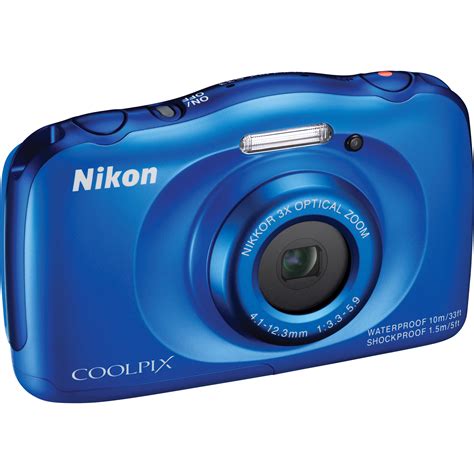 Nikon Coolpix S33 Digital Camera Blue 26496 Bandh Photo Video